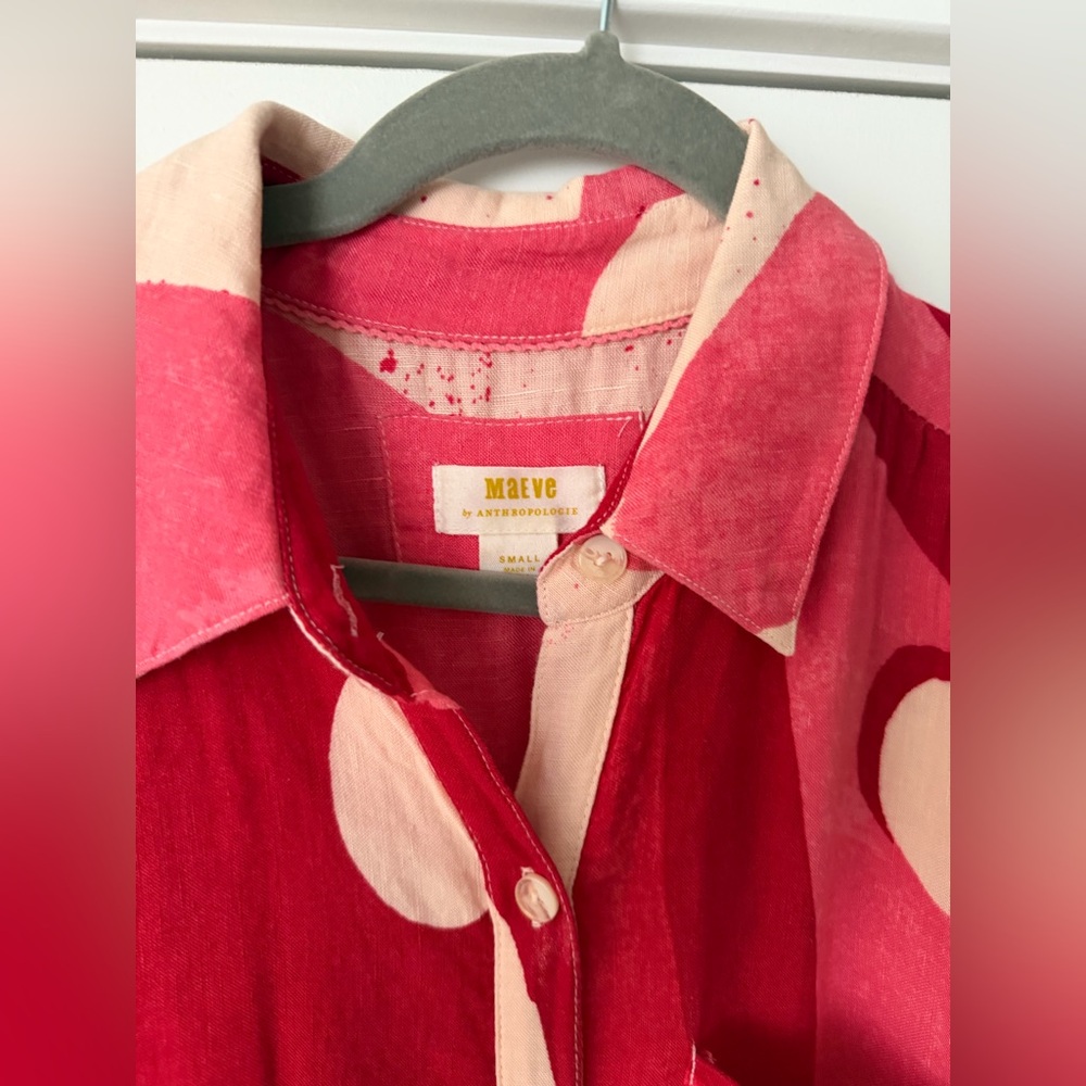 Anthropologie The Mona Linen Shirt Dress by Maeve Great Condition! - Picture 6 of 10
